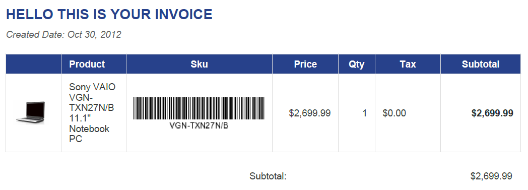Add Barcode And thumbnail product image to PDF Invoice